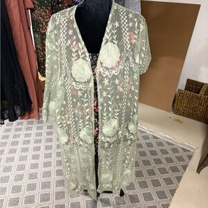 Torrid Light Green Embroidered Kimono